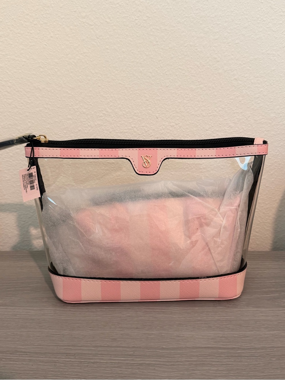 Victoria’s Secret Pink Clear Travel Pouch with Pink Trim